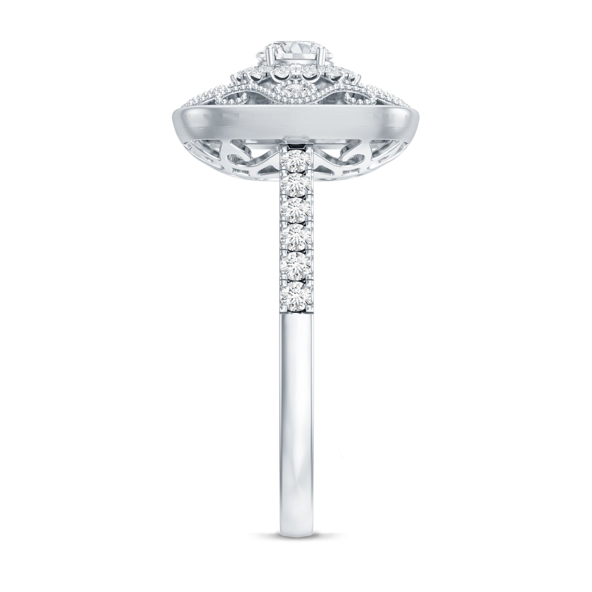 Rosec Jewels-Moissanite Statement Engagement Ring with Milgrain Detailing