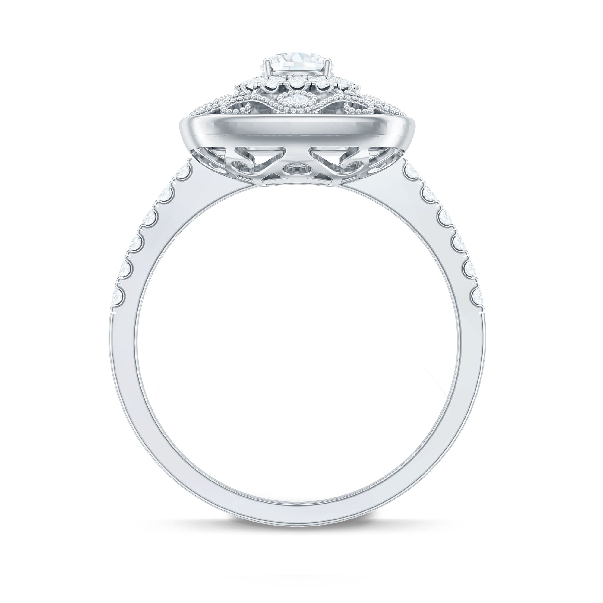 Rosec Jewels-Moissanite Statement Engagement Ring with Milgrain Detailing