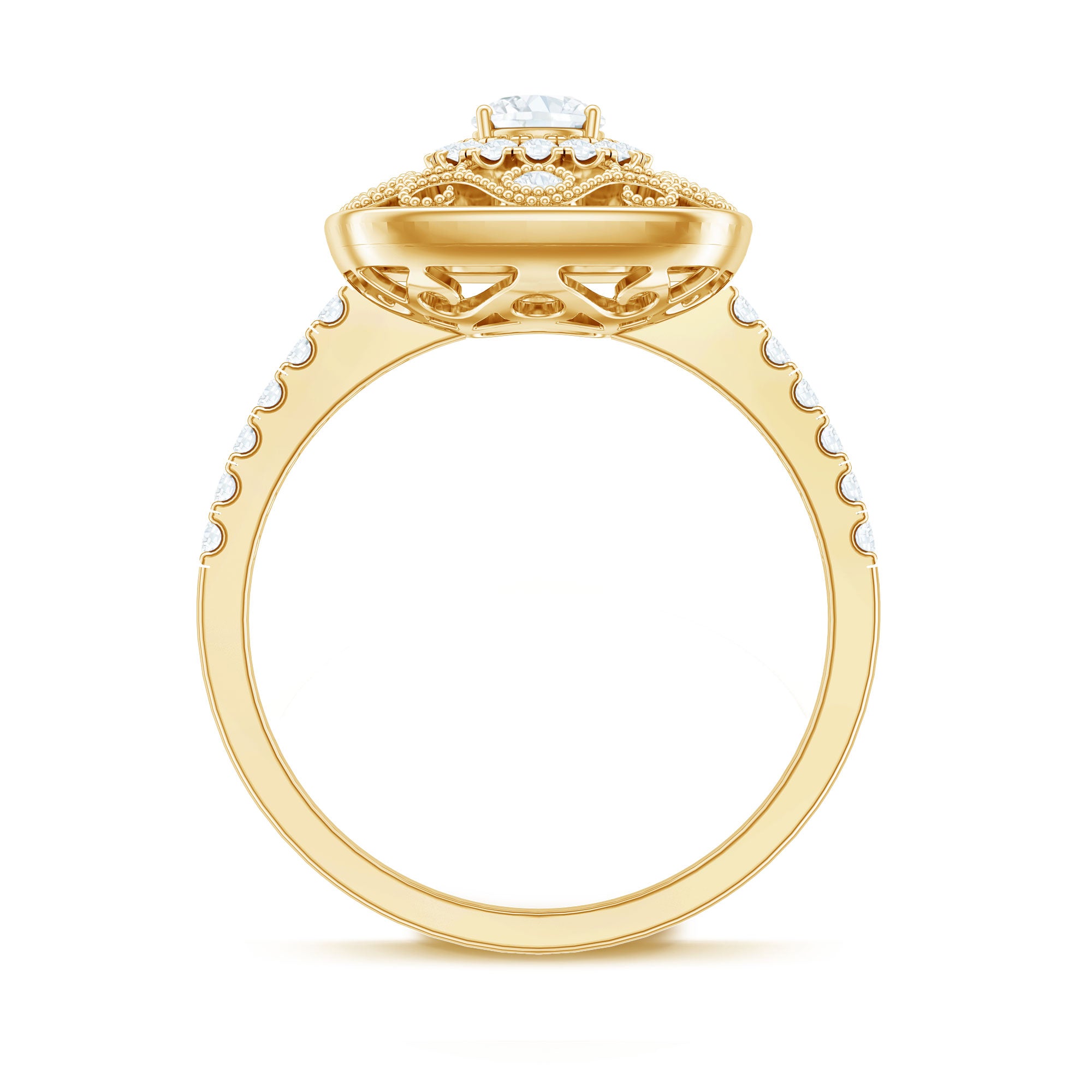Rosec Jewels-Moissanite Statement Engagement Ring with Milgrain Detailing