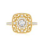 Rosec Jewels-Moissanite Statement Engagement Ring with Milgrain Detailing