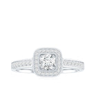 Rosec Jewels-Moissanite Round Halo Engagement Ring with Certificate
