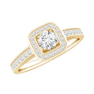 Rosec Jewels-Moissanite Round Halo Engagement Ring with Certificate