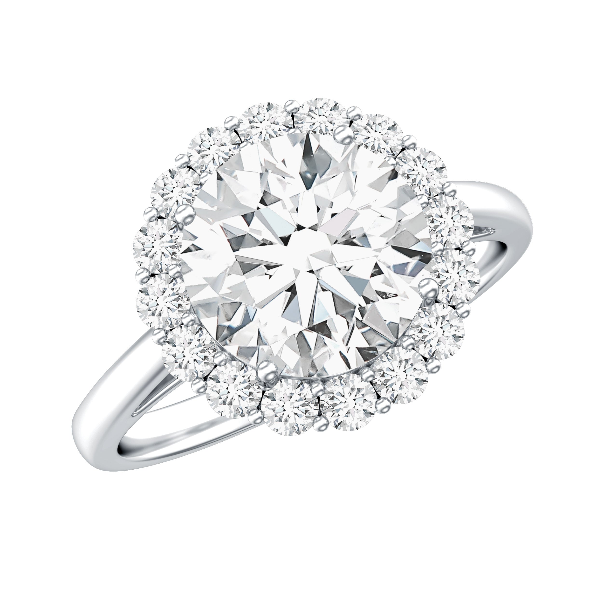 Classic Round Cut Moissanite Big Engagement Ring D-VS1 - Rosec Jewels