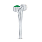 Real Freshwater Pearl and Emerald Toi et Moi Promise Ring AAA - Rosec Jewels