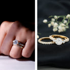 Rosec Jewels-Certified 2 Carat Round Moissanite Bridal Ring Set For Wedding