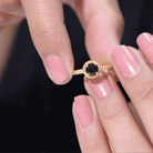 Rosec Jewels-Solitaire 6MM Black Onyx Engagement Ring with Twisted Rope Design