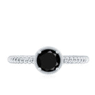 Rosec Jewels-Solitaire 6MM Black Onyx Engagement Ring with Twisted Rope Design