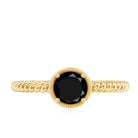 Rosec Jewels-Solitaire 6MM Black Onyx Engagement Ring with Twisted Rope Design