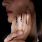 Real 0.85 Carat Moonstone and Diamond Braided Engagement Ring AAA - Rosec Jewels