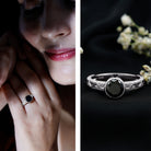 Vintage Style 2 Carat Lab Grown Black Diamond Bezel Set Engagement Ring AAAA ( Synthetic ) - Rosec Jewels