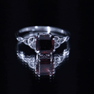 Natural Asscher Cut Garnet Knot Engagement Ring AAA - Rosec Jewels