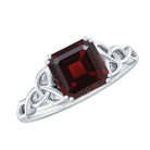 Natural Asscher Cut Garnet Knot Engagement Ring AAA - Rosec Jewels