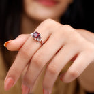 Natural Asscher Cut Garnet Knot Engagement Ring AAA - Rosec Jewels