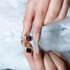 Natural Asscher Cut Garnet Knot Engagement Ring AAA - Rosec Jewels