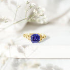 Certified 4 Carat Asscher Cut Lab Created Blue Sapphire Celtic Knot Engagement Ring AAAA - Rosec Jewels