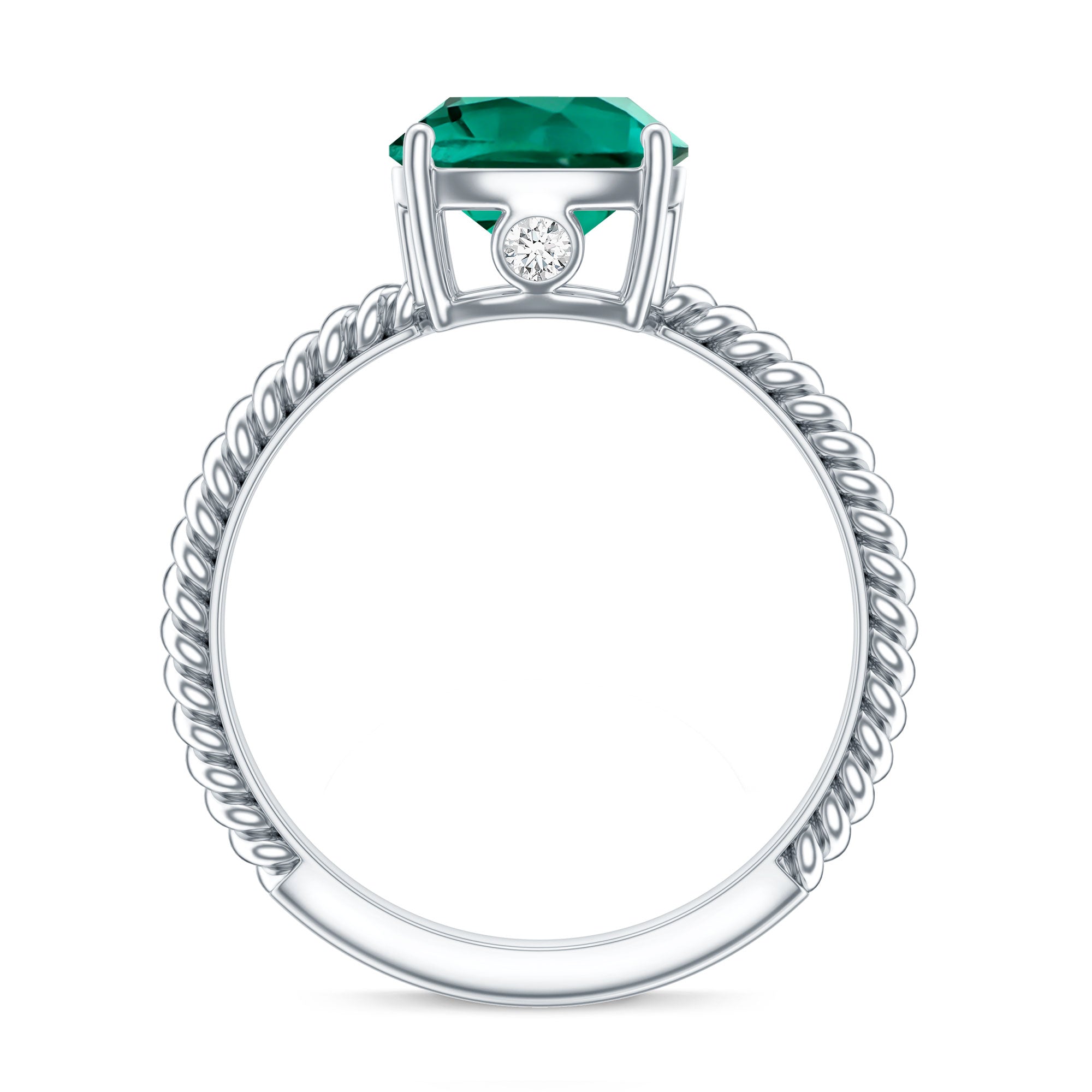 Certified 2 Carat Cushion Cut Lab Grown Emerald Ring for Engagement AAAA - Rosec Jewels