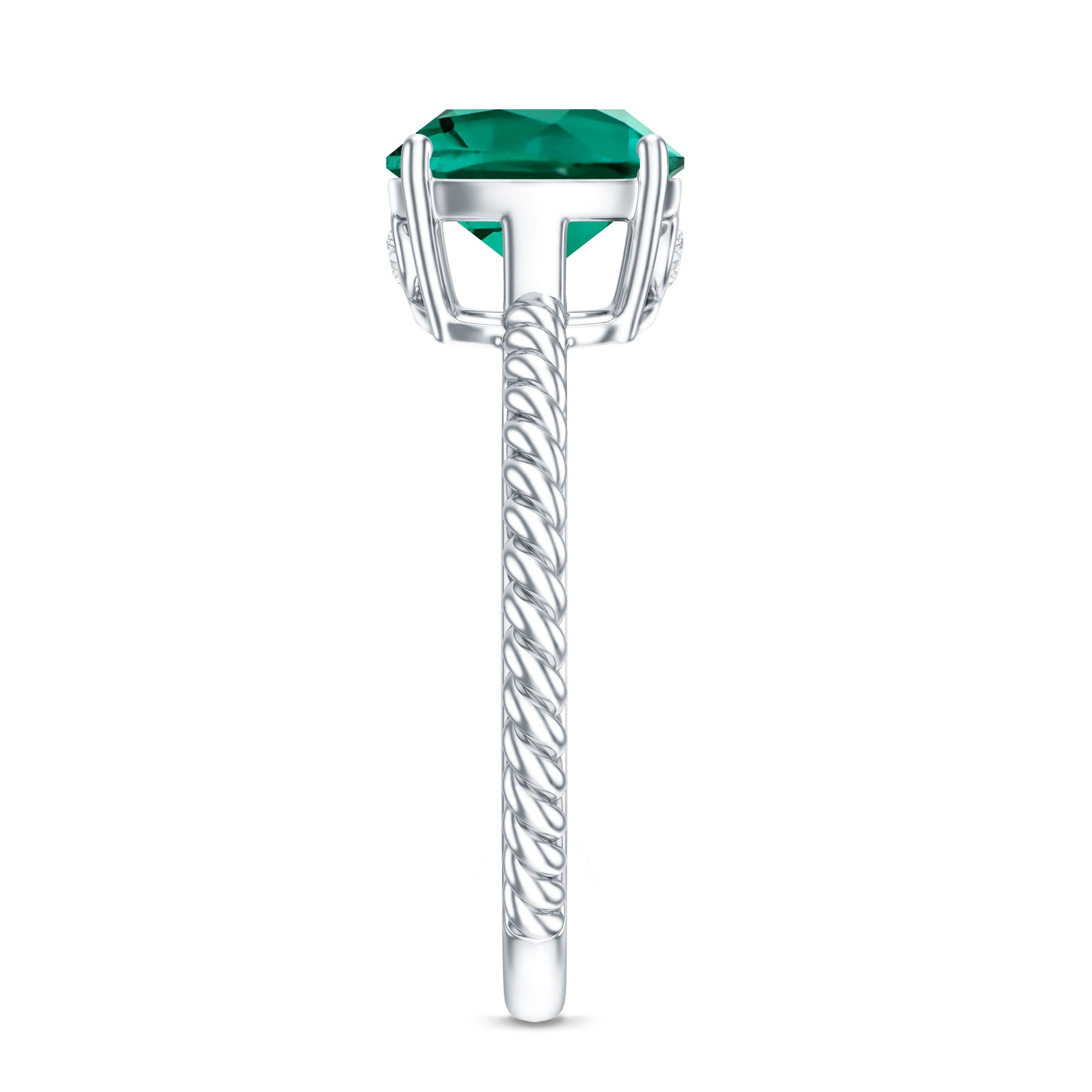 Certified 2 Carat Cushion Cut Lab Grown Emerald Ring for Engagement AAAA - Rosec Jewels