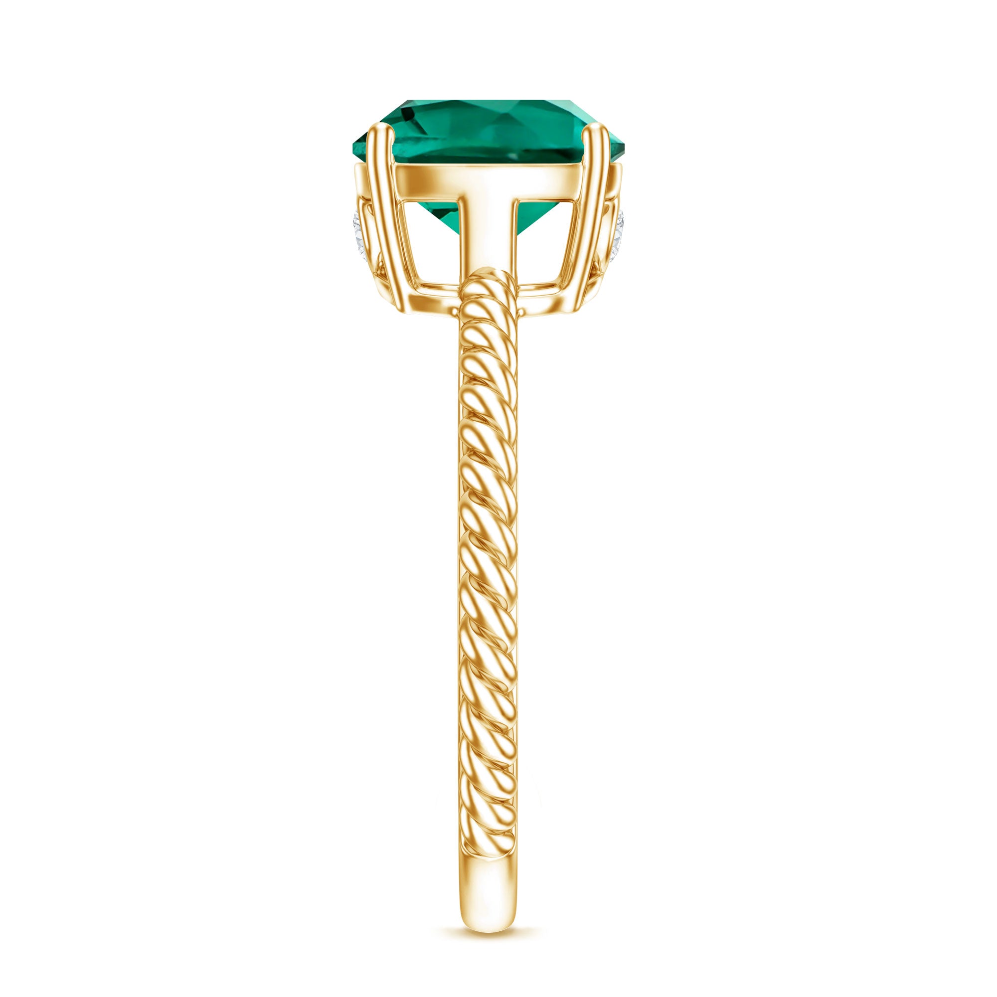 Certified 2 Carat Cushion Cut Lab Grown Emerald Ring for Engagement AAAA - Rosec Jewels