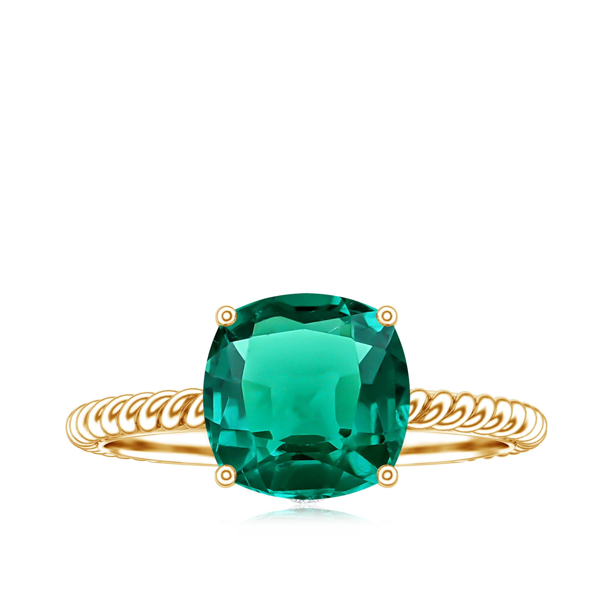 Certified 2 Carat Cushion Cut Lab Grown Emerald Ring for Engagement AAAA - Rosec Jewels