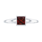 Genuine Garnet Princess Cut Engagement Ring with Split Shank AAA - Rosec Jewels