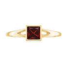 Genuine Garnet Princess Cut Engagement Ring with Split Shank AAA - Rosec Jewels
