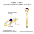 Real Blue Sapphire Promise Ring with Diamond Bypass Shank AAA - Rosec Jewels