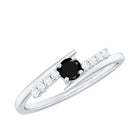Certified Lab Grown Black and White Diamond Promise Ring with Bypass Shank AAAA ( Synthetic ) - Rosec Jewels