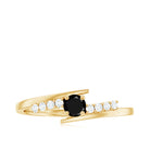Certified Lab Grown Black and White Diamond Promise Ring with Bypass Shank AAAA ( Synthetic ) - Rosec Jewels