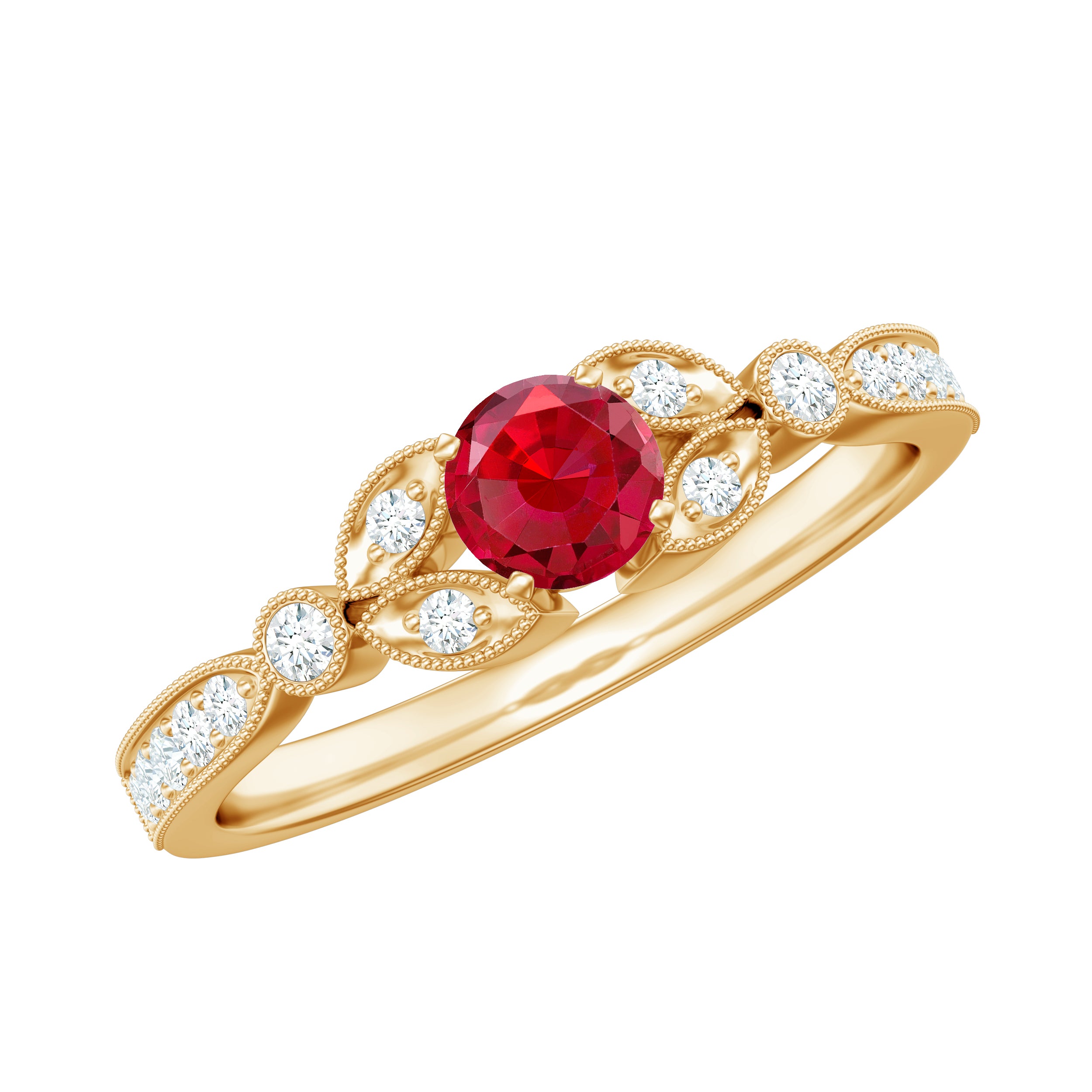 Rosec Jewels-Lab-Lab Grown Ruby and Diamond Minimal Promise Ring