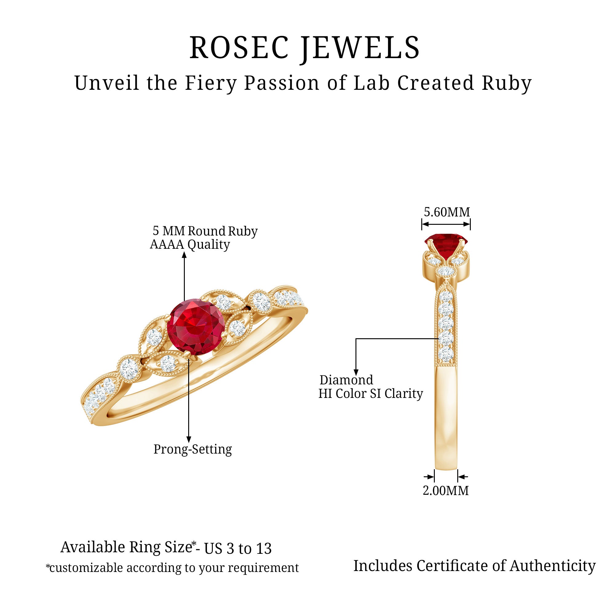 Rosec Jewels-Lab-Lab Grown Ruby and Diamond Minimal Promise Ring