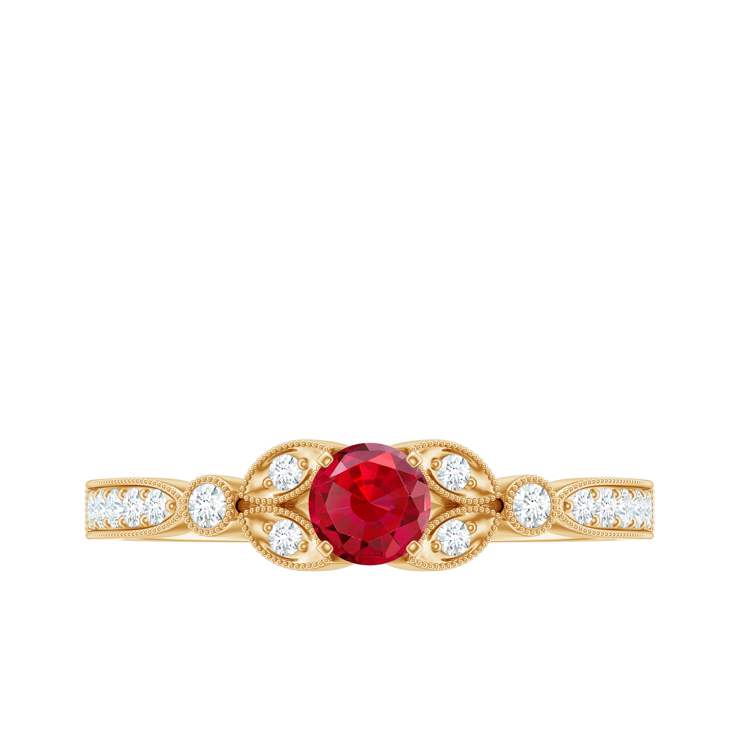 Rosec Jewels-Lab-Lab Grown Ruby and Diamond Minimal Promise Ring