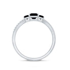 Certified Lab Grown Black Diamond 3 Stone Engagement Ring with White Diamond AAAA ( Synthetic ) - Rosec Jewels