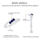 Rosec Jewels-Natural Blue Sapphire 3 Stone Promise Ring with Diamond Bypass Shank