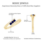 Rosec Jewels-Natural Blue Sapphire 3 Stone Promise Ring with Diamond Bypass Shank