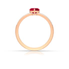 Ruby Heart Engagement Ring with Pave Diamond Ruby - ( AAA ) - Quality - Rosec Jewels