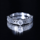 Round Cut Moissanite Solitaire Engagement Ring with Filigree Band D-VS1 - Rosec Jewels