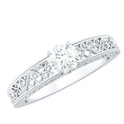 Round Cut Moissanite Solitaire Engagement Ring with Filigree Band D-VS1 - Rosec Jewels