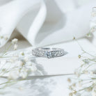 Round Cut Moissanite Solitaire Engagement Ring with Filigree Band D-VS1 - Rosec Jewels