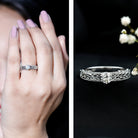 Round Cut Moissanite Solitaire Engagement Ring with Filigree Band D-VS1 - Rosec Jewels