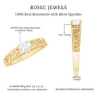 Round Cut Moissanite Solitaire Engagement Ring with Filigree Band D-VS1 - Rosec Jewels