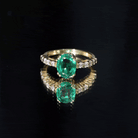 3 Carat Oval Cut Lab Created Emerald Solitaire Engagement Ring with Diamond AAAA - Rosec Jewels