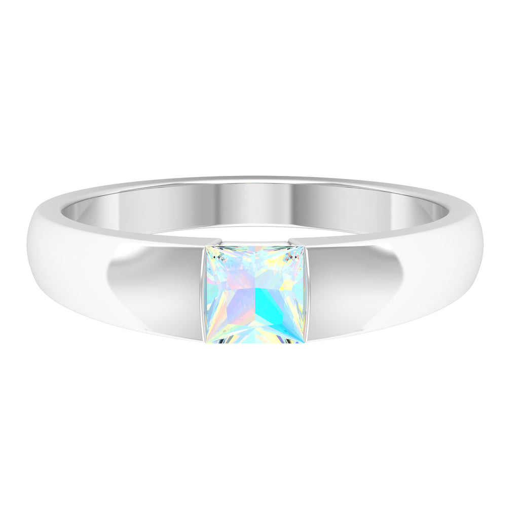 Rosec Jewels - Princess Cut Ethiopian Opal Solitaire Band Ring