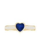 Rosec Jewels-1 CT Blue Sapphire Heart Solitaire Engagement Ring with Pave Diamond