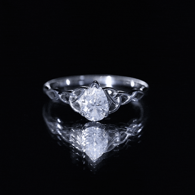 Pear Cut 5X7 MM Moissanite Celtic Engagement Ring D-VS1 - Rosec Jewels