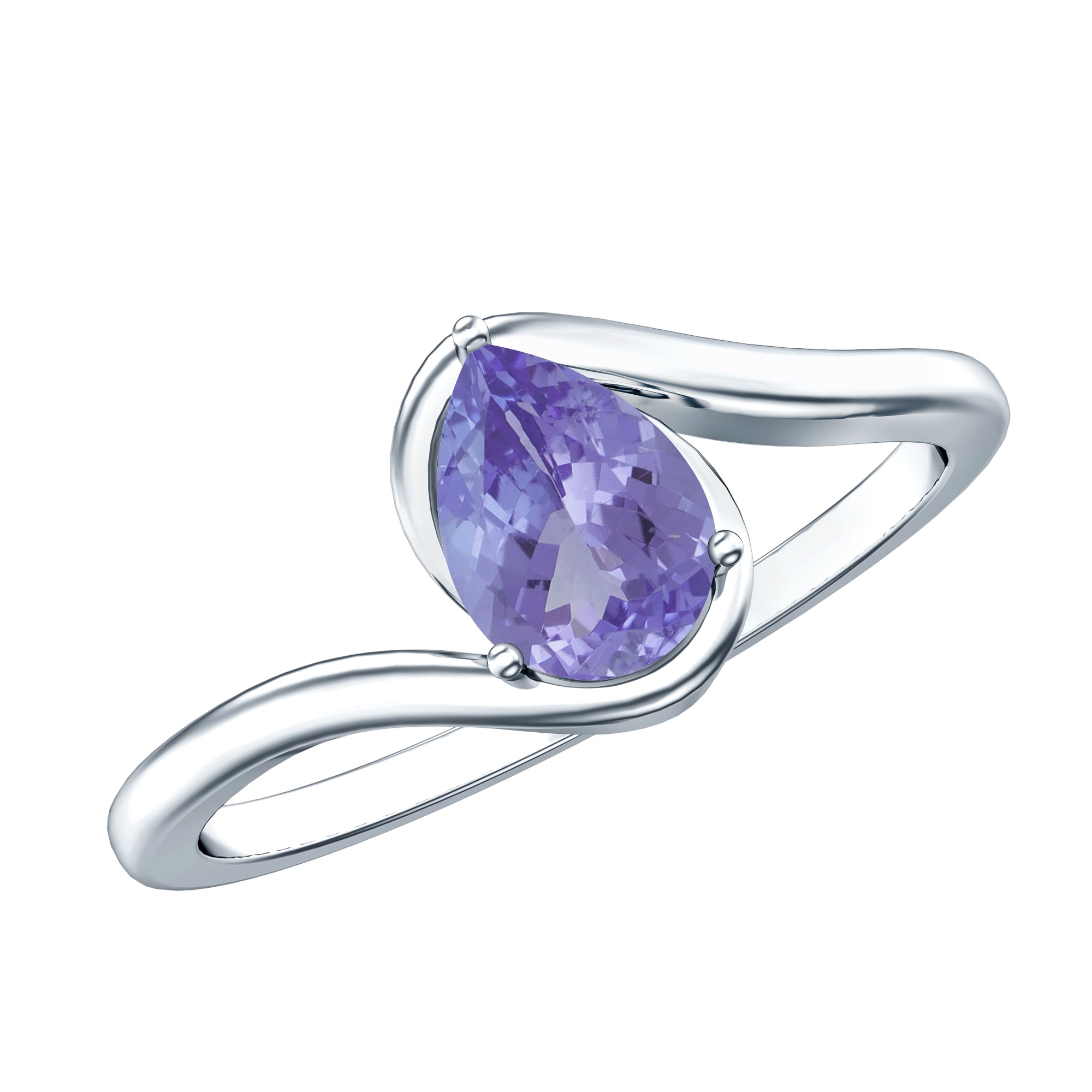 Rosec Jewels-Natural Tanzanite Solitaire Engagement Ring with Bypass Shank