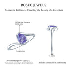 Natural Tanzanite Solitaire Engagement Ring with Bypass Shank AAA - Rosec Jewels