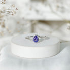 Natural Tanzanite Solitaire Engagement Ring with Bypass Shank AAA - Rosec Jewels