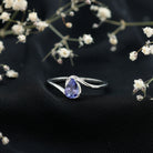 Natural Tanzanite Solitaire Engagement Ring with Bypass Shank AAA - Rosec Jewels