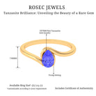 Pear Shape Solitaire Tanzanite Bypass Engagement Ring in Gold Tanzanite - ( AAA ) - Quality - Rosec Jewels
