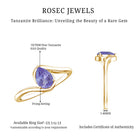 Natural Tanzanite Solitaire Engagement Ring with Bypass Shank AAA - Rosec Jewels